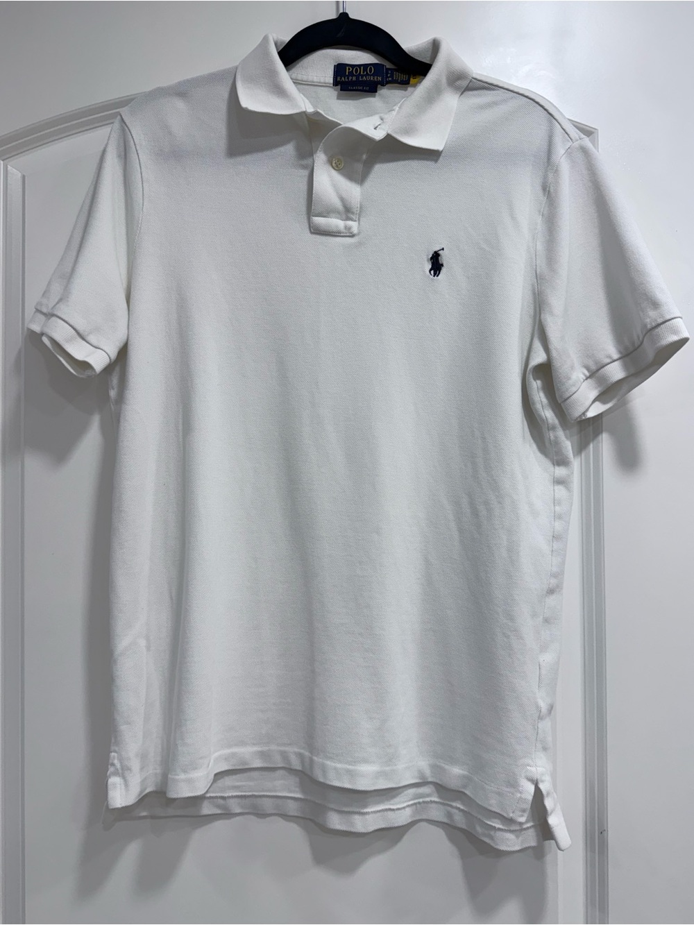 Ralph Lauren White Polo with Navy Pony Embroidery